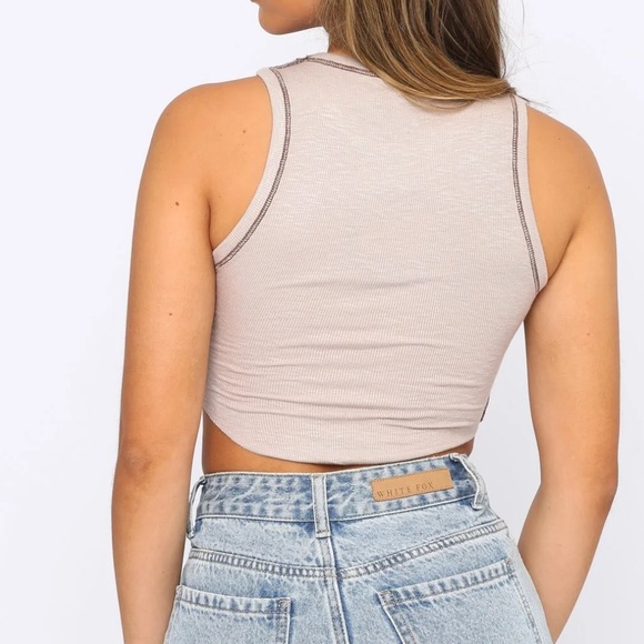 White Fox The Little Things Crop Top Bone Chocolate - Picture 3 of 5